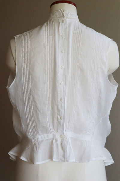 1920s Embroidery  Ruffle Lace Sleeveless Blouse