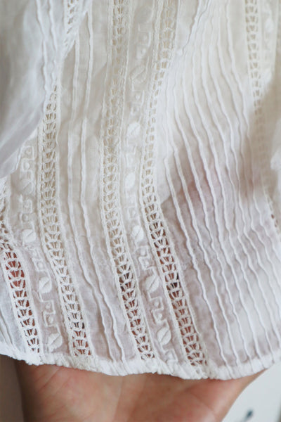 1920s Embroidery  Ruffle Lace Sleeveless Blouse