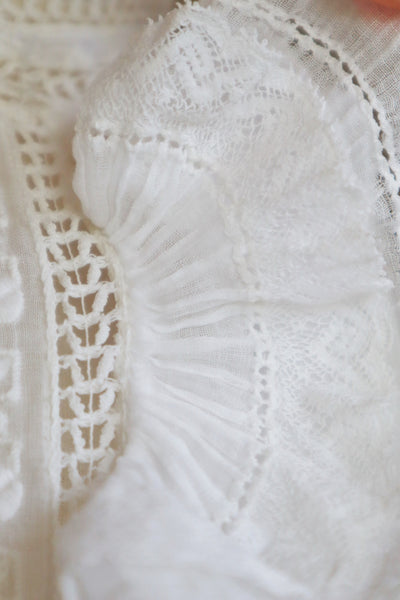 1920s Embroidery  Ruffle Lace Sleeveless Blouse