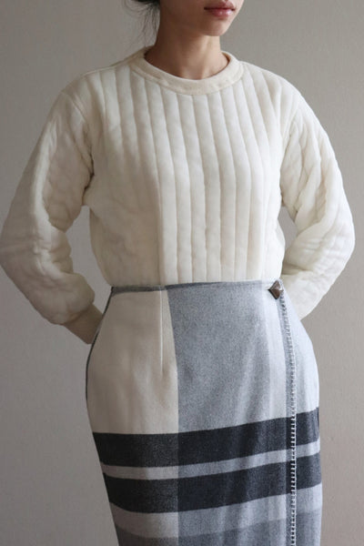 70s Deadstock Quilted Puffy Thermal Sweatshirt Size M