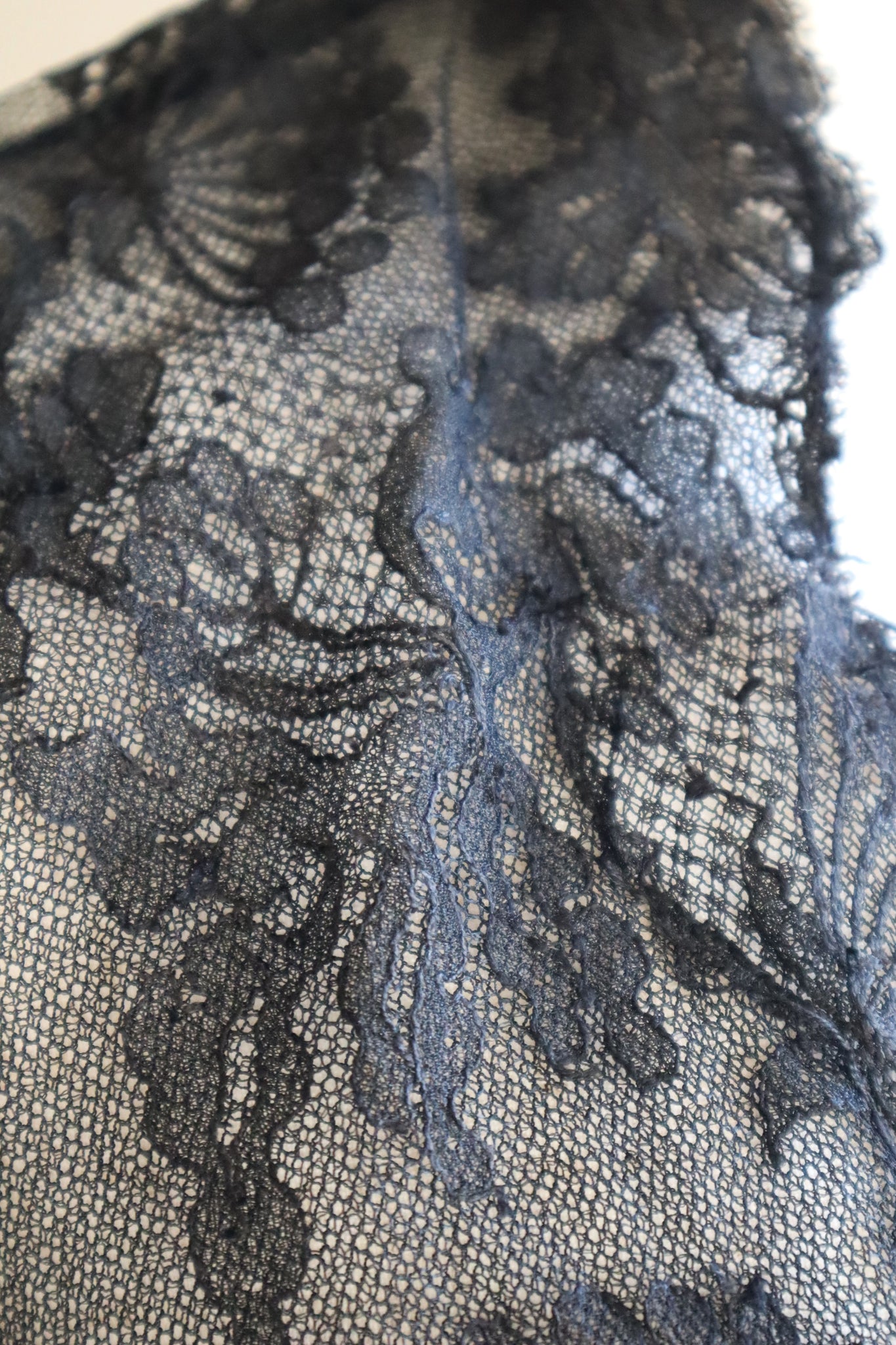 1900s Black Chantilly Lace Blouse Size SX