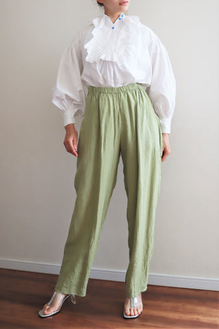 90s FLAX Green Linen Pants