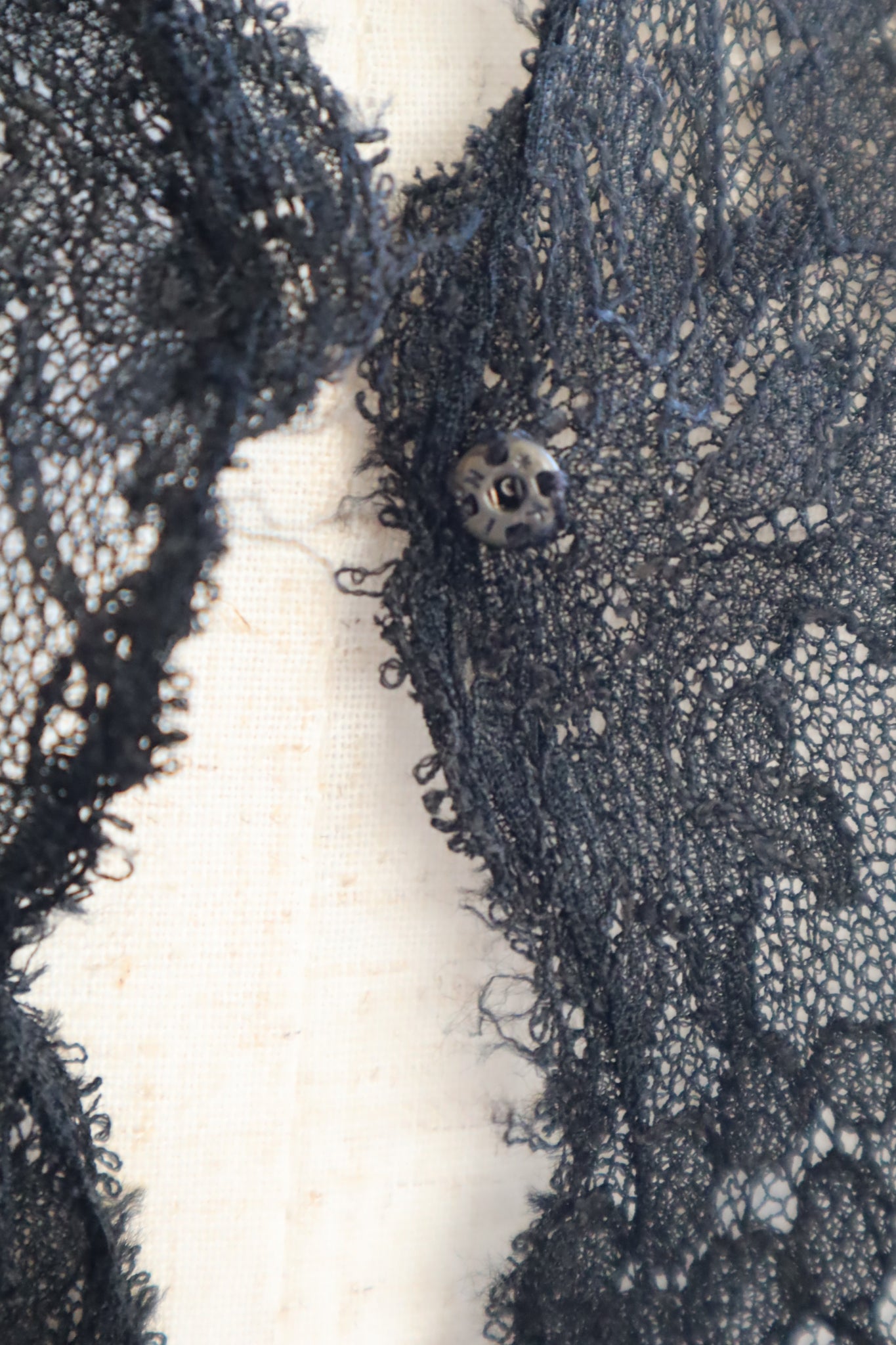 1900s Black Chantilly Lace Blouse Size SX