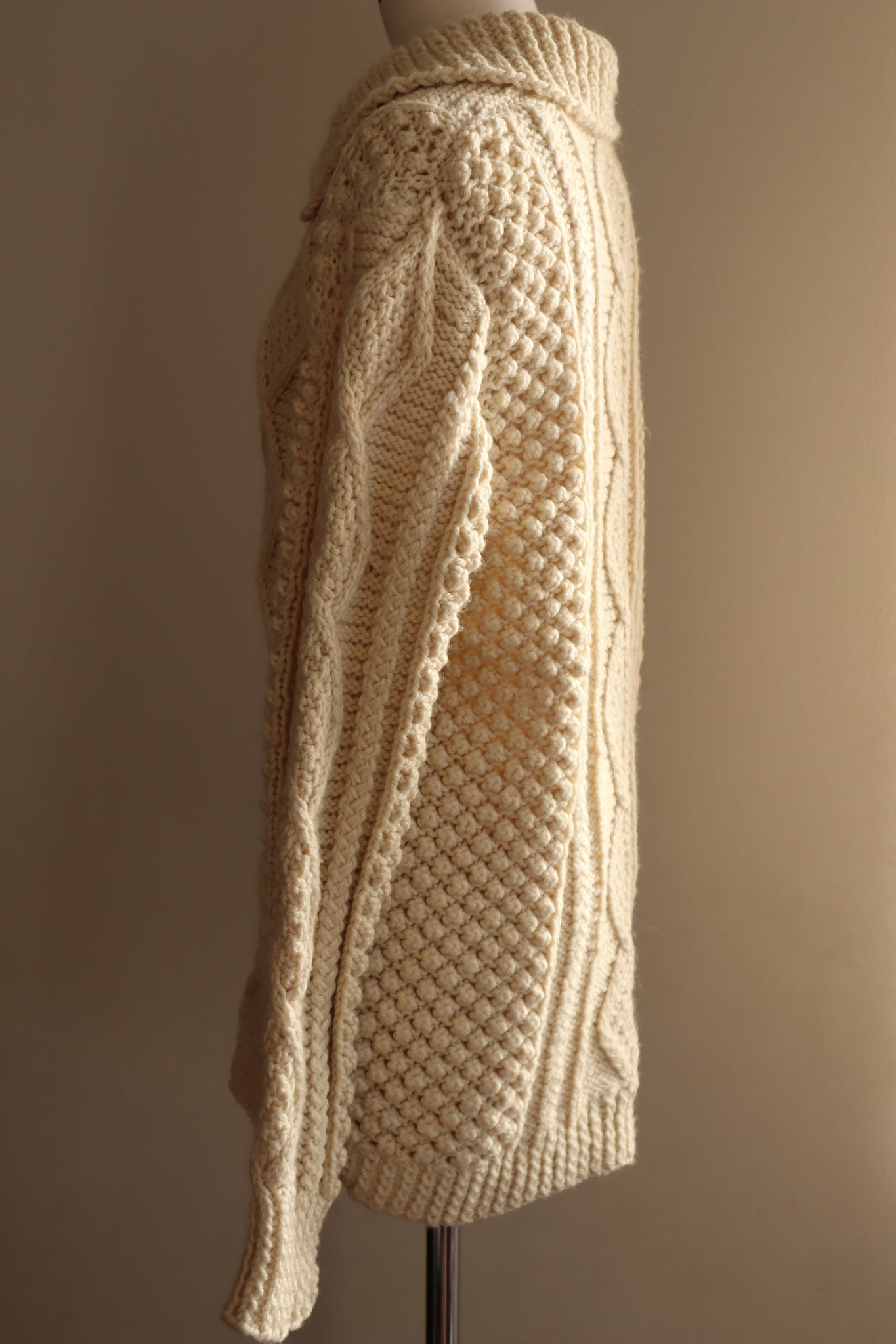 70s Hand Knit Chunky Cable Aran Cardigan