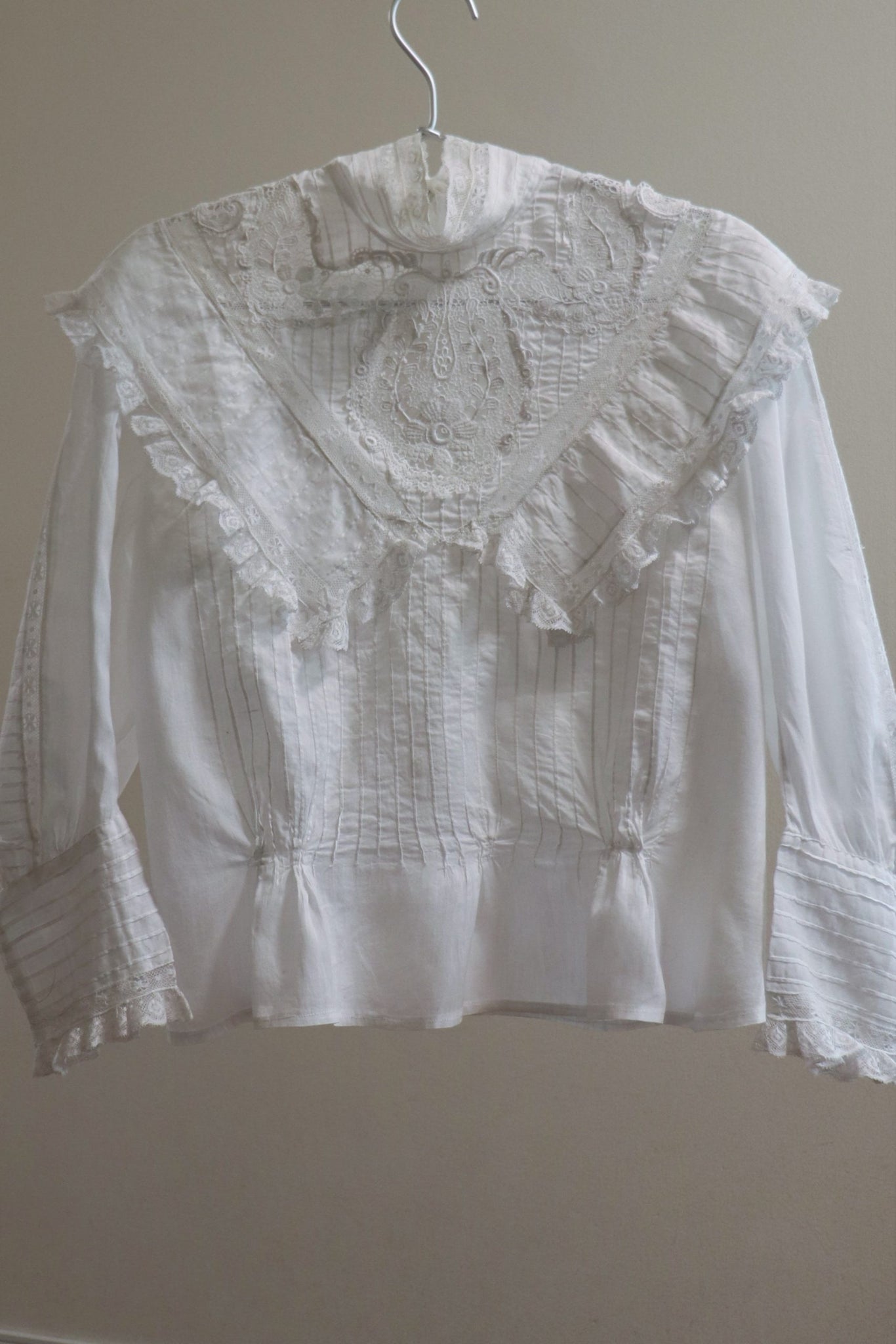 1900s Cotton Embroidered Lace Blouse White