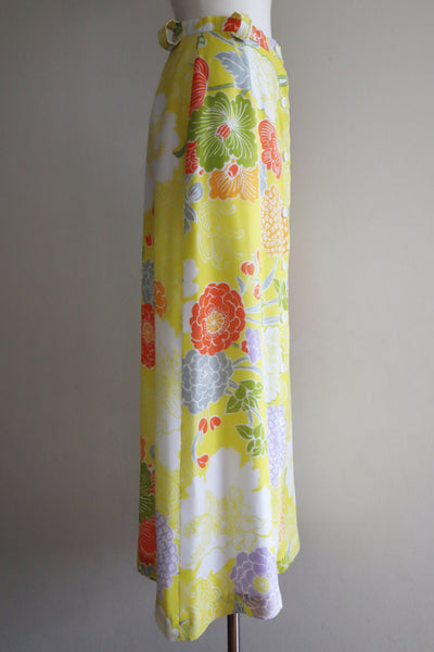 70s Cotton Gaze Floral Maxi Skirt