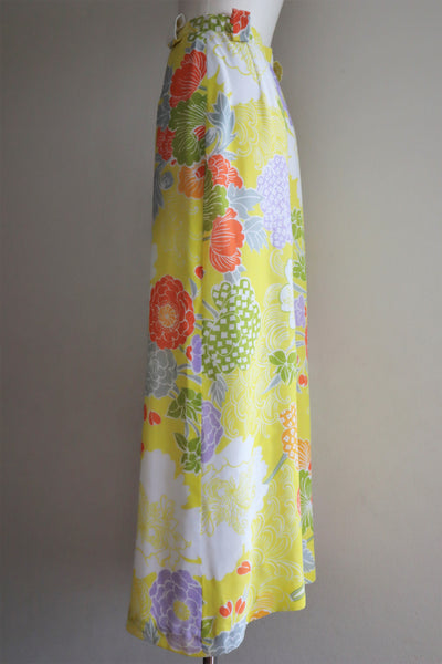 70s Cotton Gaze Floral Maxi Skirt