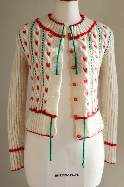 70s Soft Yarn Hand Knit Austrian Cardigan