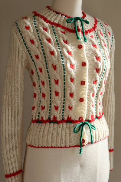 70s Soft Yarn Hand Knit Austrian Cardigan