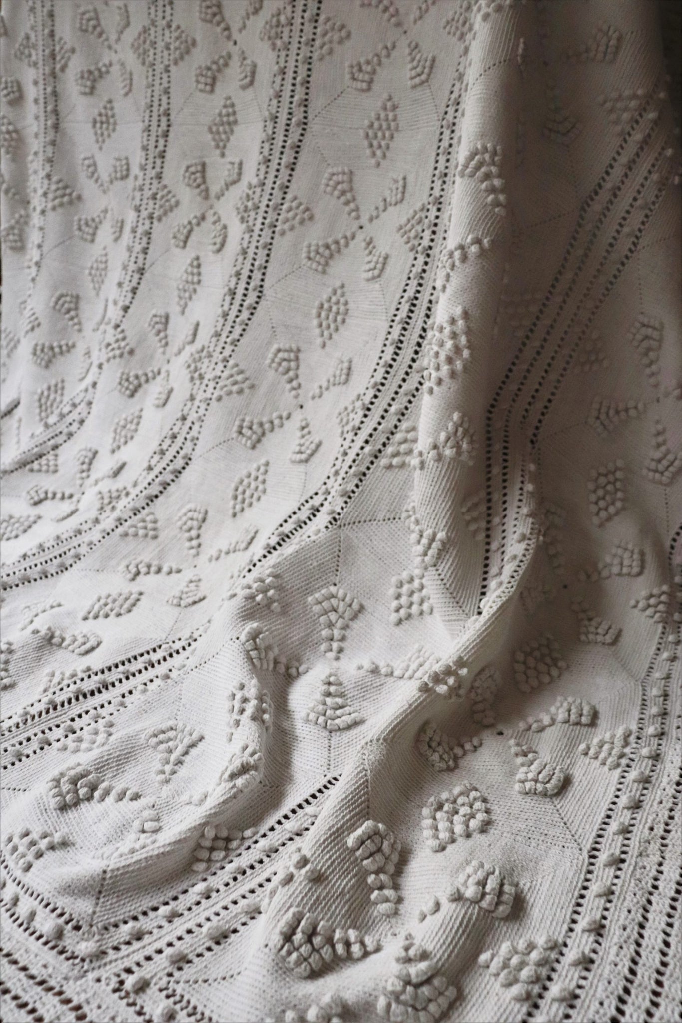 1900s Antique Tricote Bedspread