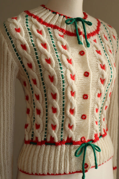 70s Soft Yarn Hand Knit Austrian Cardigan