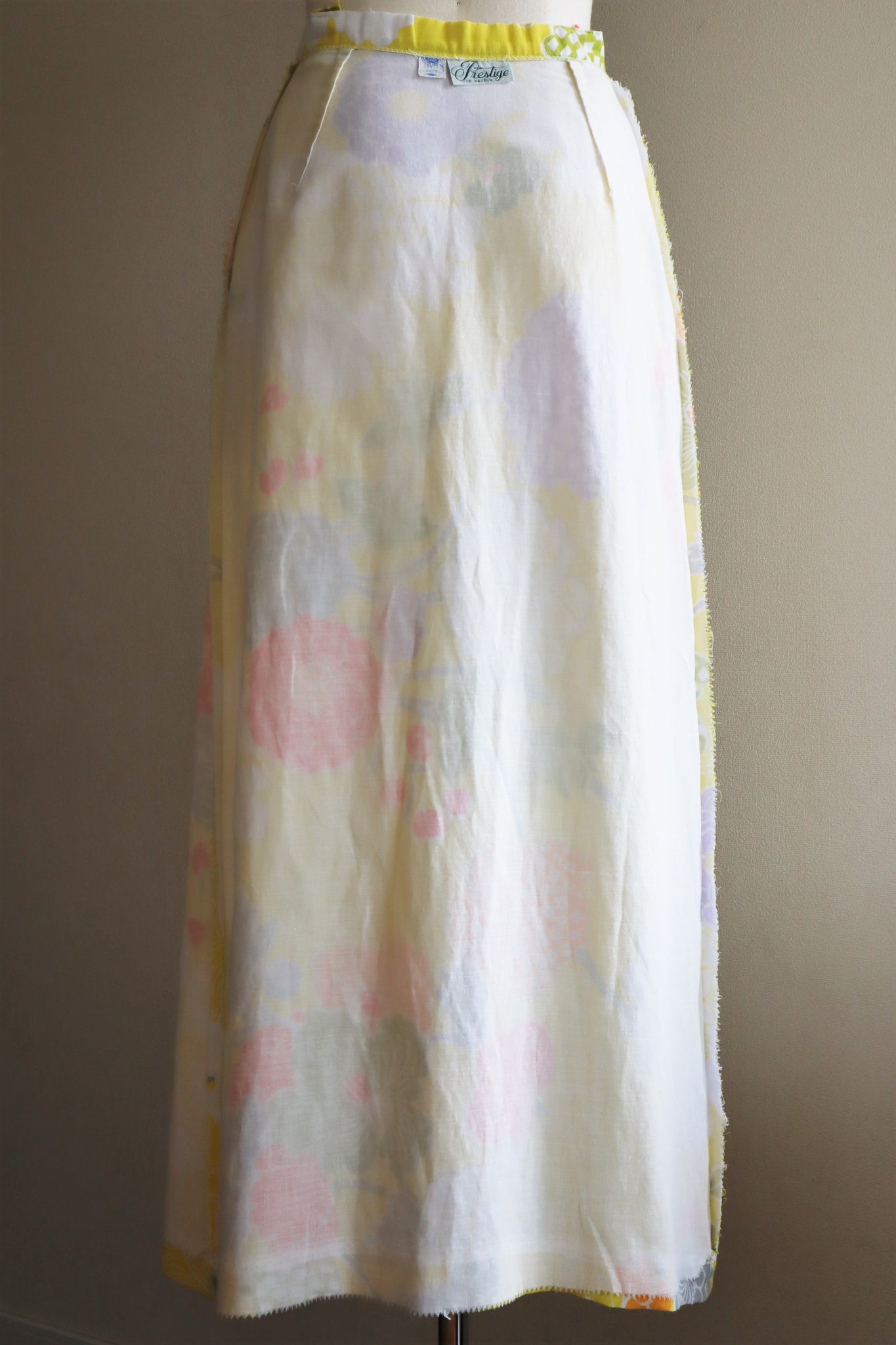 70s Cotton Gaze Floral Maxi Skirt