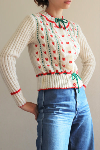 70s Soft Yarn Hand Knit Austrian Cardigan