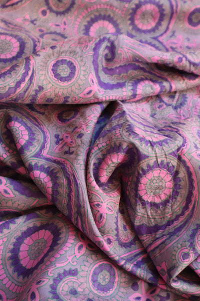 70s Floral Paisley Silk Skirt