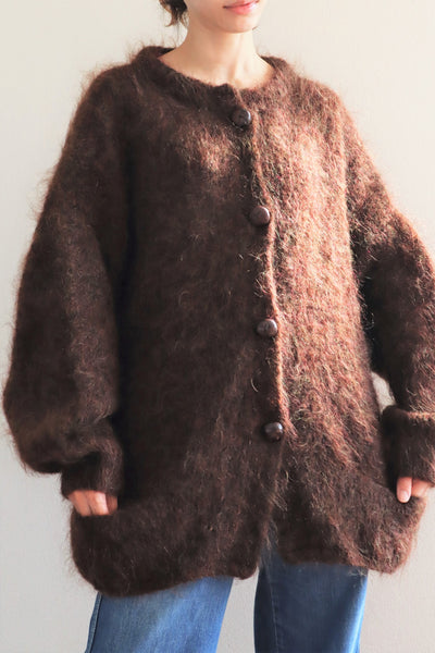 80s Brown Mohair Cardigan