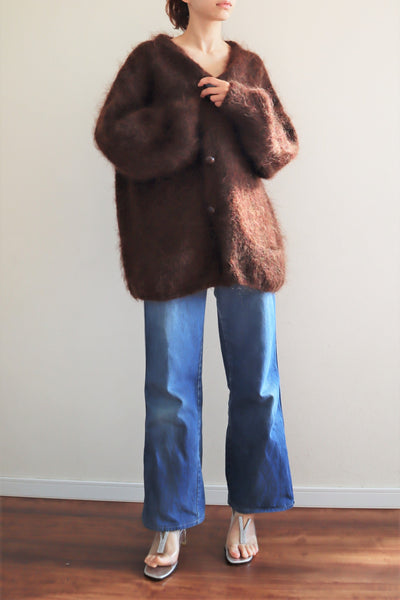 80s Brown Mohair Cardigan