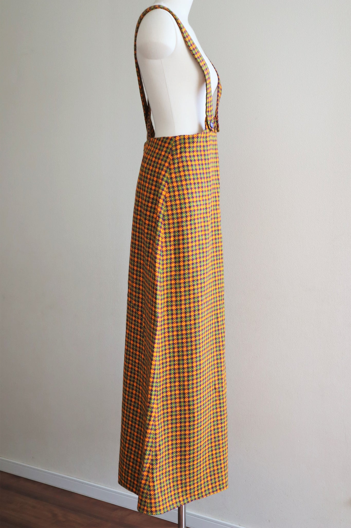 60s Plaid Salopette Dress