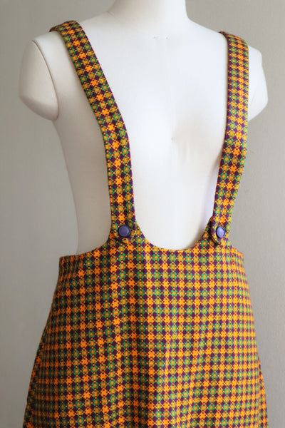 60s Plaid Salopette Dress