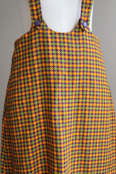 60s Plaid Salopette Dress