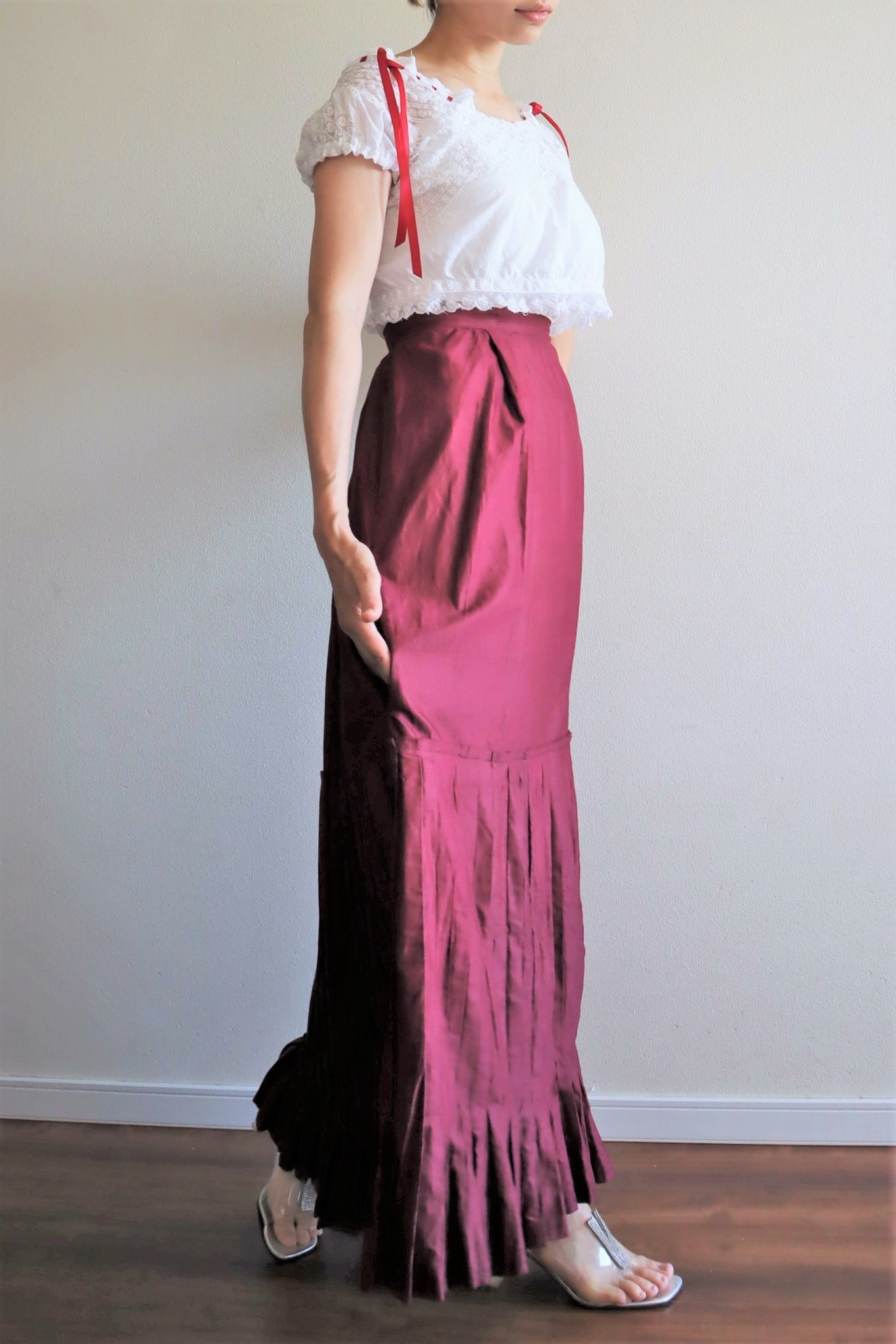 19th Edwardian Burgundy Skirt