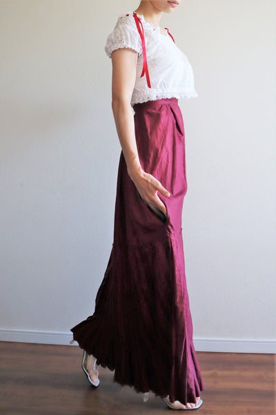 19th Edwardian Burgundy Skirt