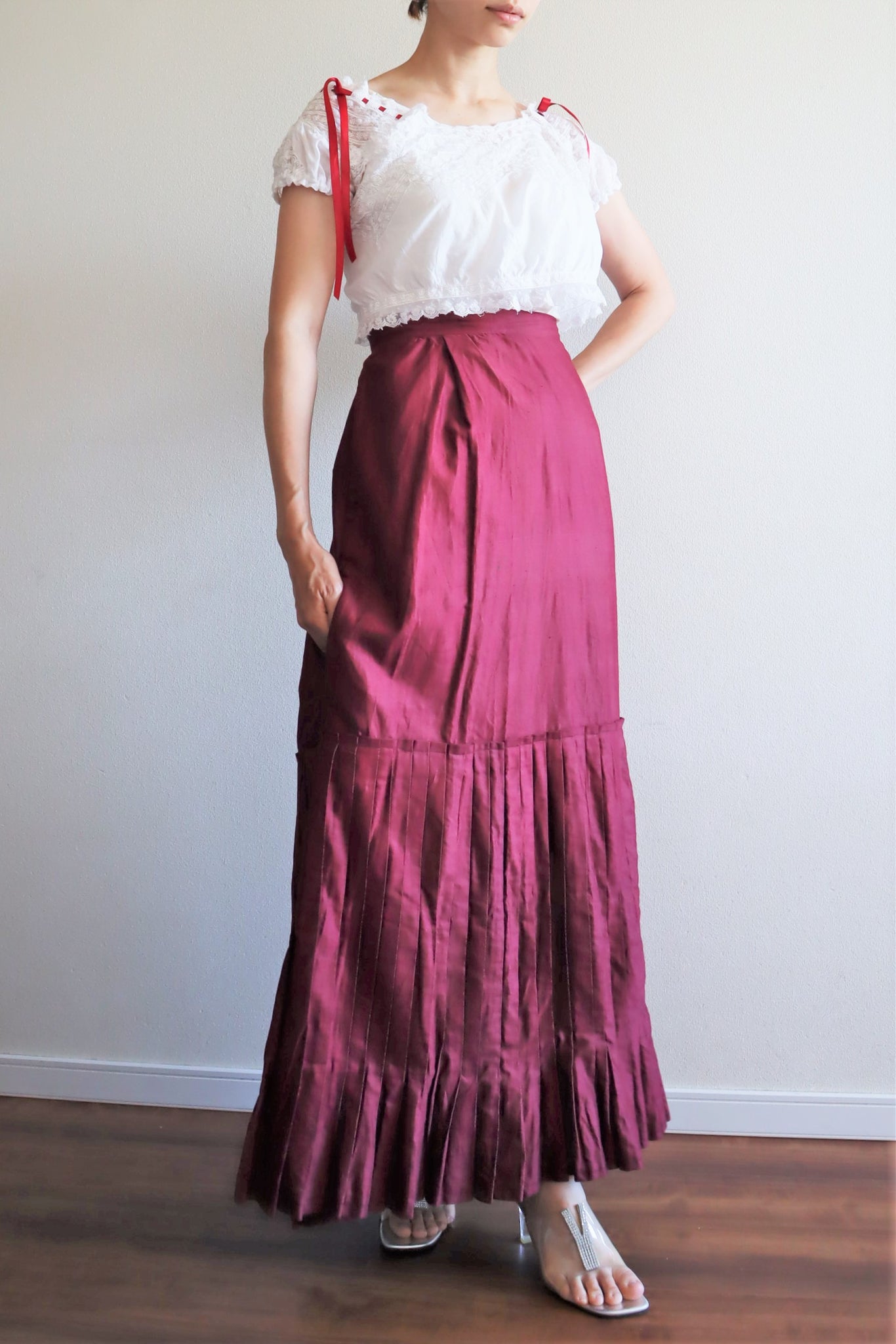 19th Edwardian Burgundy Skirt