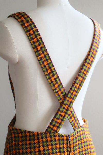 60s Plaid Salopette Dress