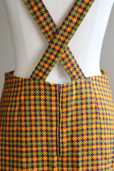 60s Plaid Salopette Dress