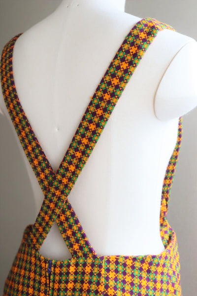 60s Plaid Salopette Dress