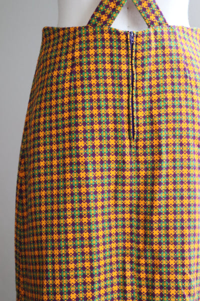 60s Plaid Salopette Dress