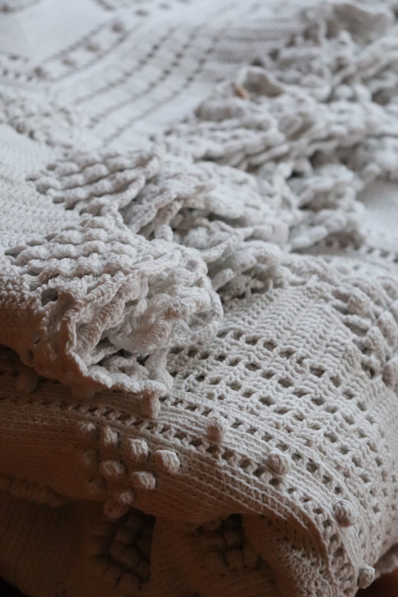 1900s Antique Tricote Bedspread