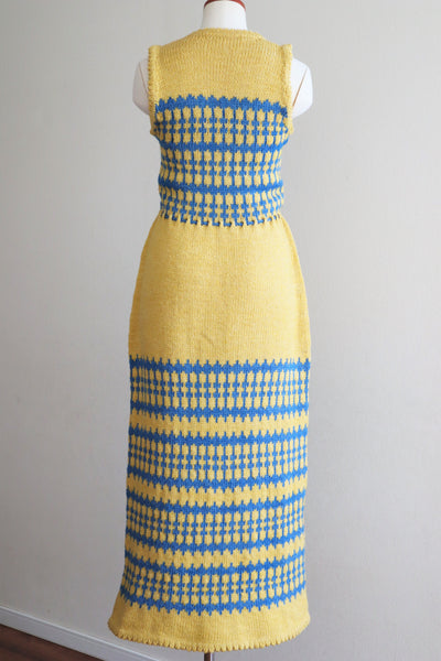 70s Chunky Knit Yellow Dress