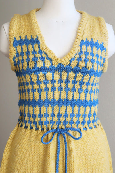 70s Chunky Knit Yellow Dress