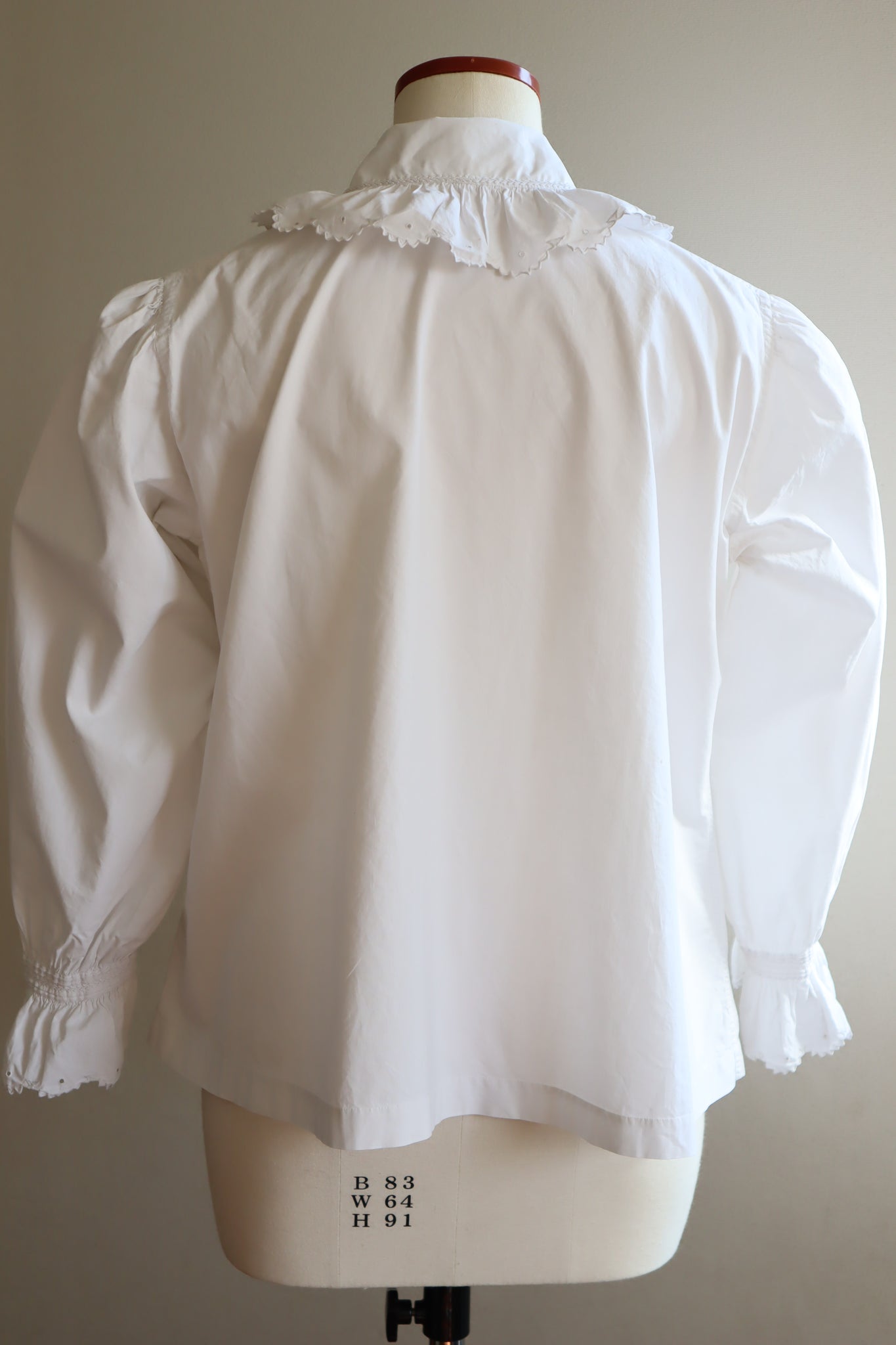 1900s Edwardian White Cotton Ruffled Blouse Monogram MC