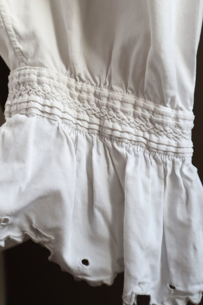 1900s Edwardian White Cotton Ruffled Blouse Monogram MC