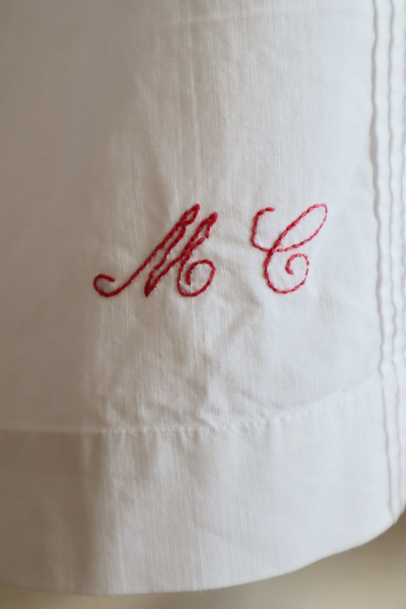1900s Edwardian White Cotton Ruffled Blouse Monogram MC