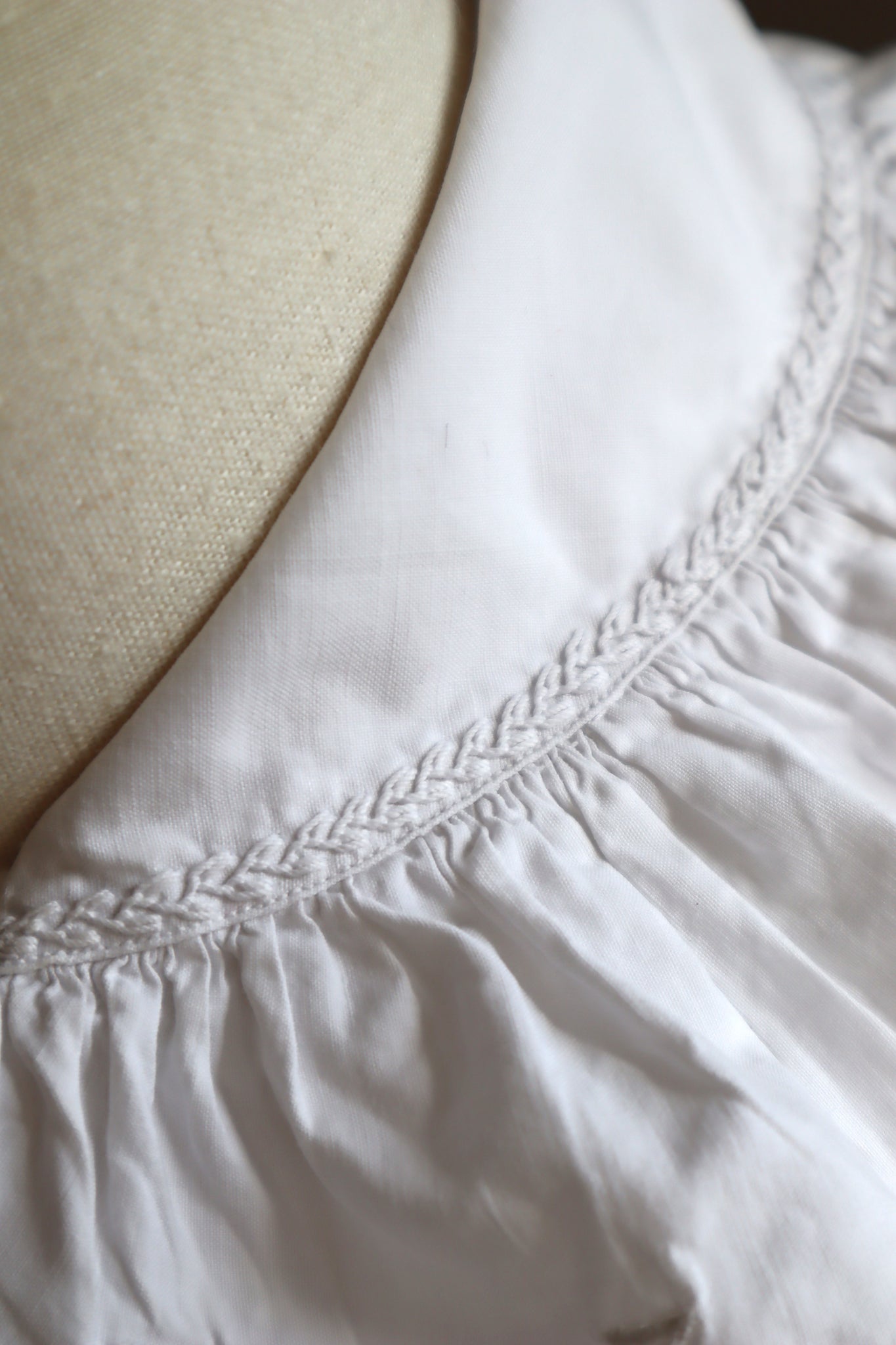 1900s Edwardian White Cotton Ruffled Blouse Monogram MC