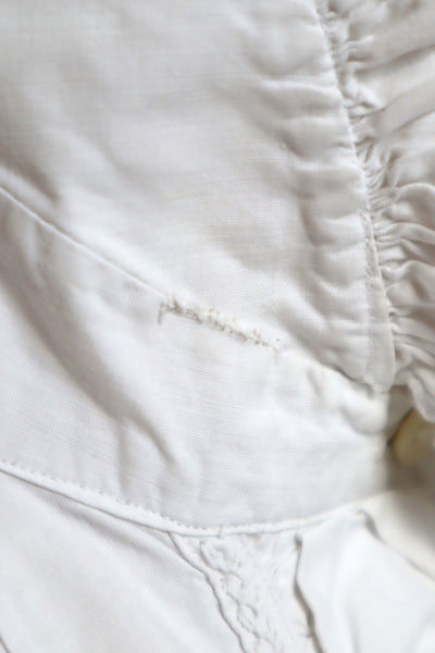 1900s Edwardian White Cotton Ruffled Blouse Monogram MC