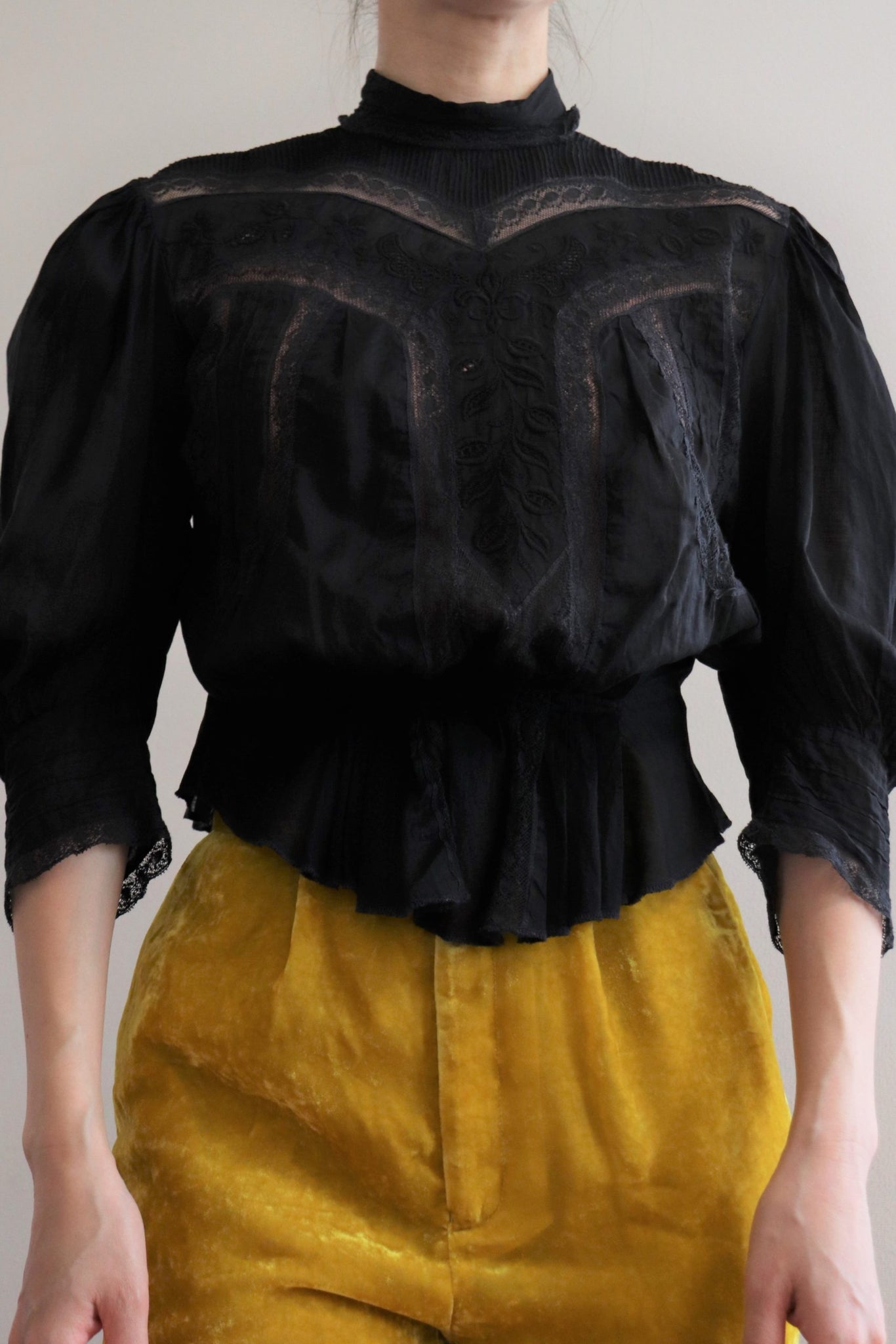 19th Antique Edwardian Blouse Black