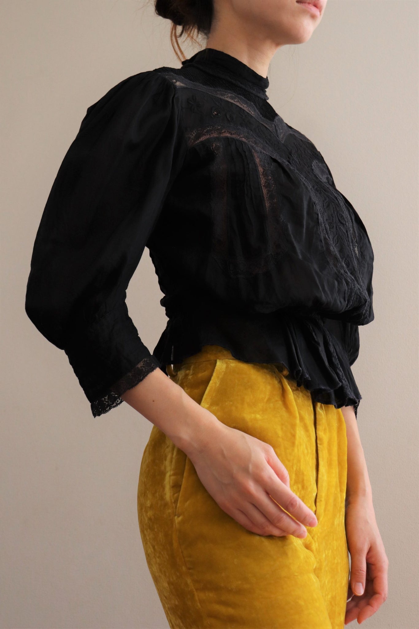 19th Antique Edwardian Blouse Black