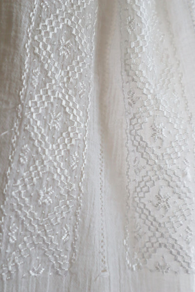 1940s White Embroidered Cotton Gauze Romanian Blouse 1