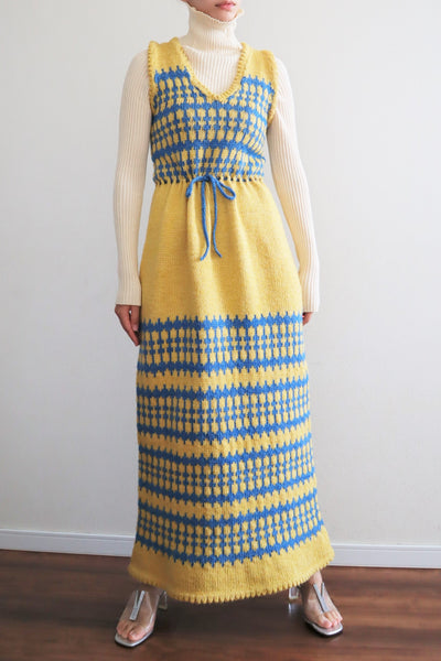 70s Chunky Knit Yellow Dress