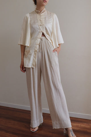 90s High Waisted Drawstring Linen Pants