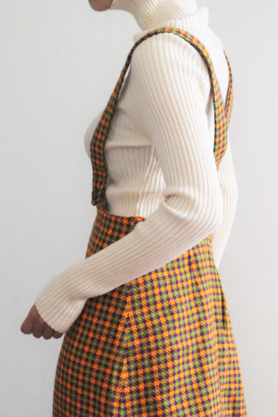 60s Plaid Salopette Dress