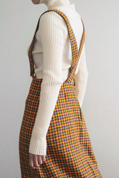 60s Plaid Salopette Dress