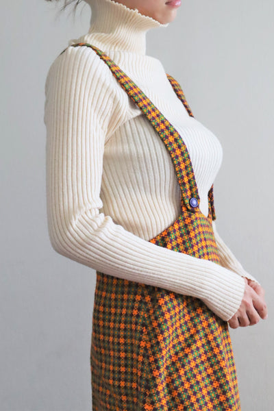 60s Plaid Salopette Dress