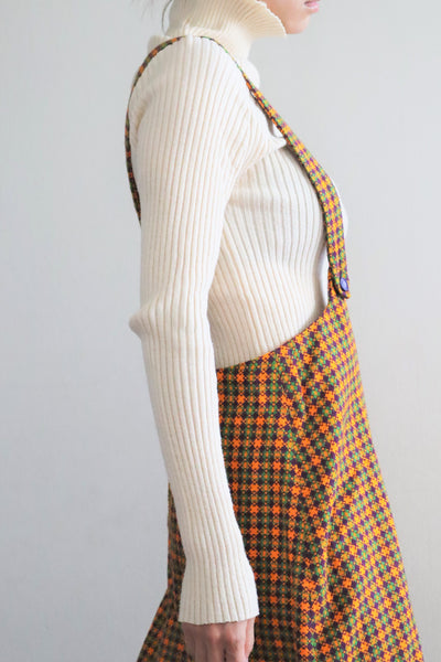 60s Plaid Salopette Dress