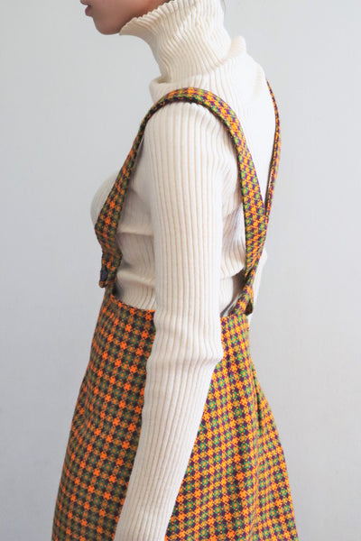 60s Plaid Salopette Dress