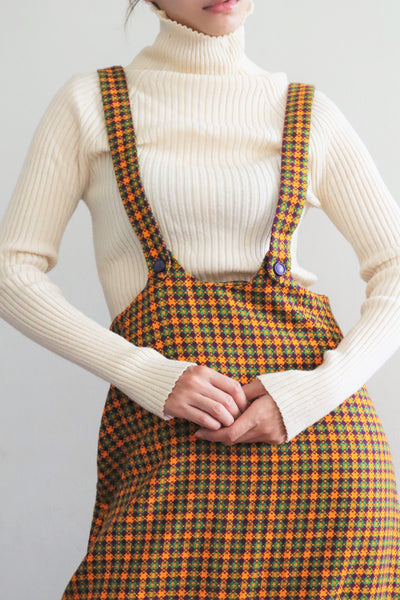 60s Plaid Salopette Dress