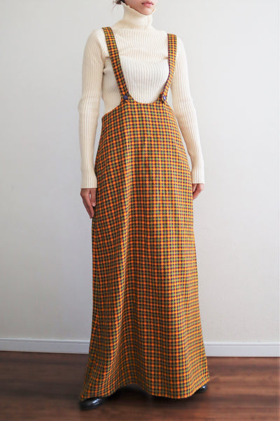 60s Plaid Salopette Dress